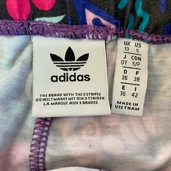 Adidas Leggings Size Small White/Blue/Red/Pink/Green Excellent Condition - Picture 9 of 10